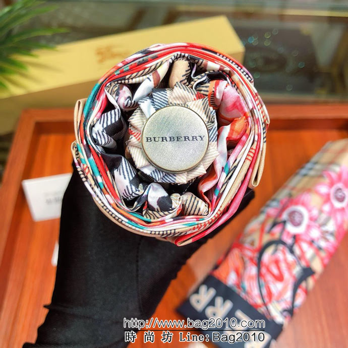 BURBERRY巴寶莉 專櫃夏季新款 全自動折疊晴雨傘 花卉圖案 防雨防紫外線隔熱傘  sll1041